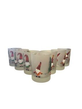 Culver Frosted Lowball Rocks Glasses Lot 7 Holiday Christmas